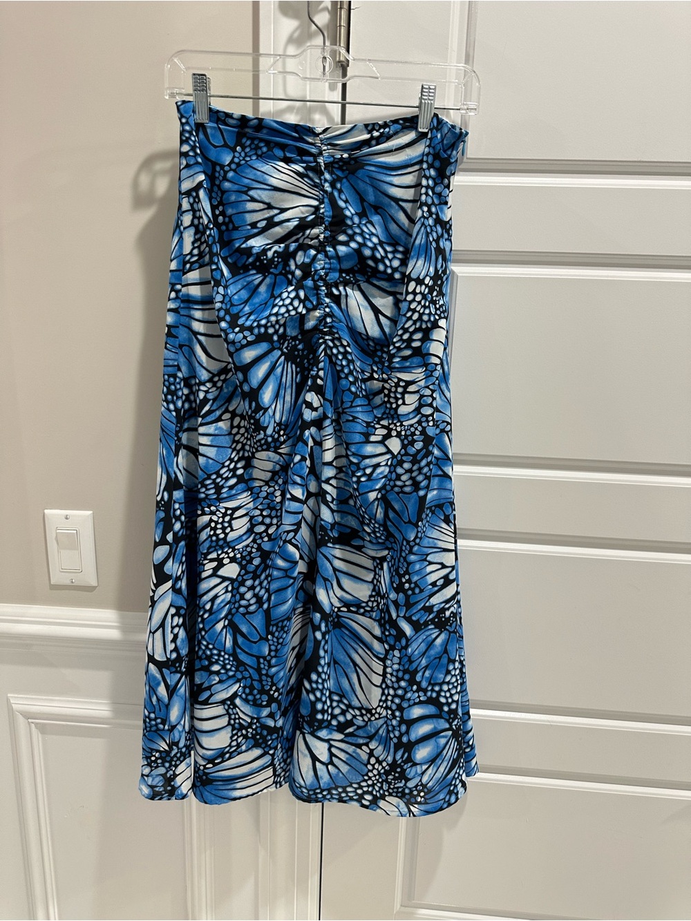 Blue Butterfly-Print Maxi Skirt